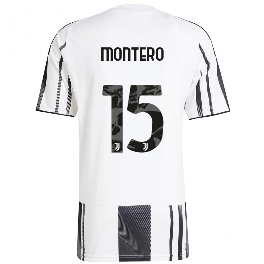 נשים כדורגל Alfonso Montero #15 לבן שחור ג'רזי ביתית 2025/26