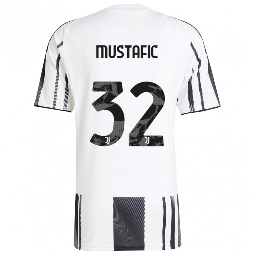 נשים כדורגל Emma Mustafic #32 לבן שחור ג'רזי ביתית 2025/26