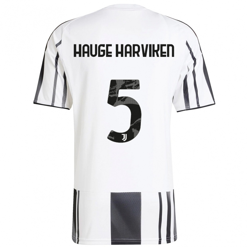 נשים כדורגל Mathilde Hauge Harviken #5 לבן שחור ג'רזי ביתית 2025/26