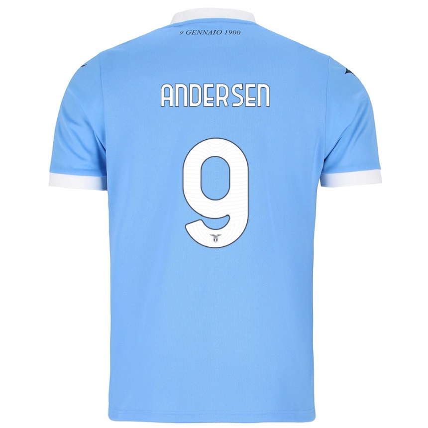נשים כדורגל סינה הולט אנדרסן #9 תכלת לבן ג'רזי ביתית 2025/26