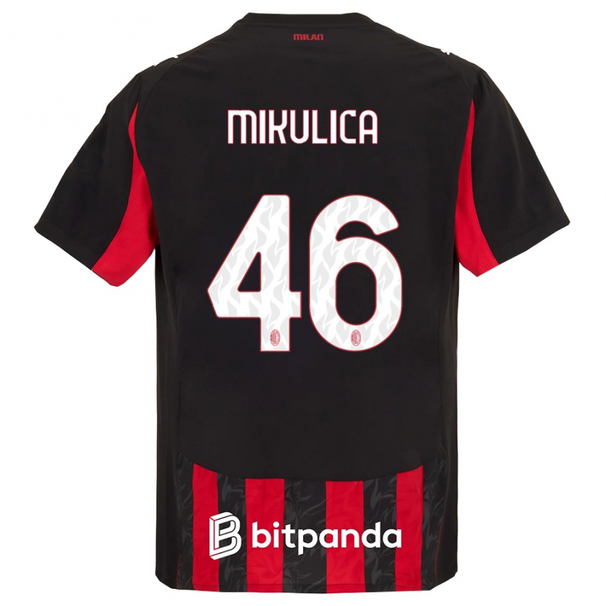 נשים כדורגל Petra Mikulica #46 אדום שחור ג'רזי ביתית 2025/26