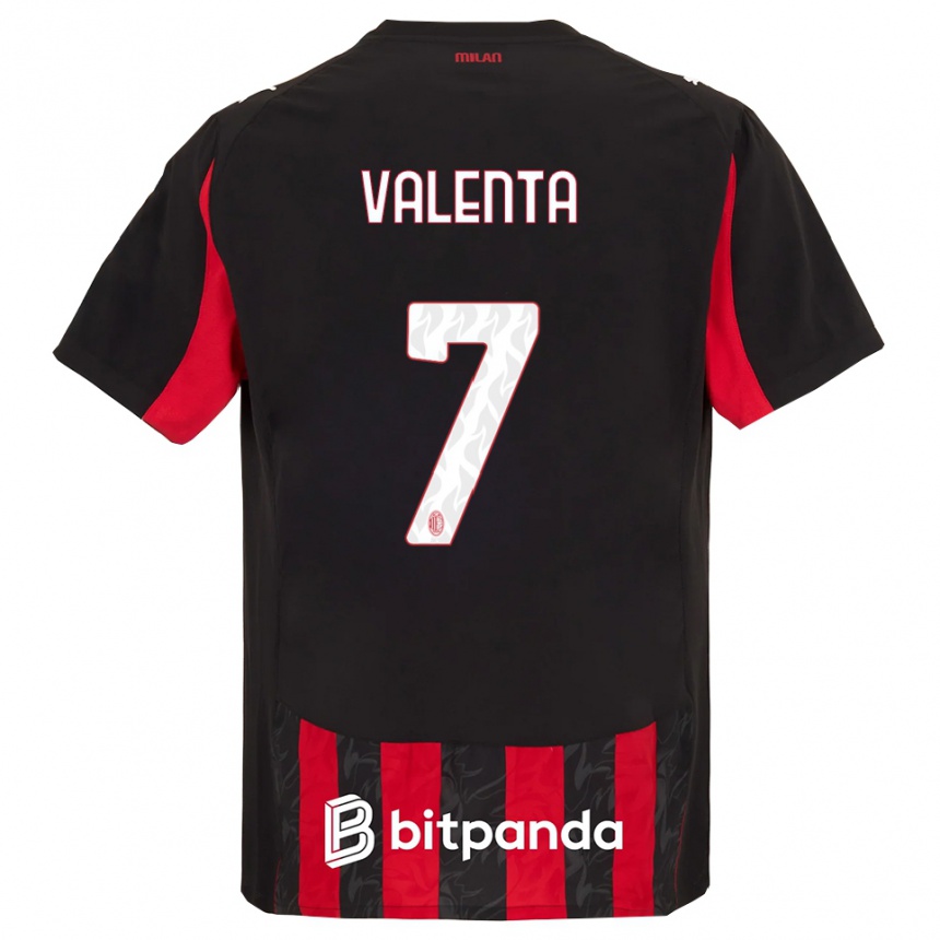 נשים כדורגל Tommaso Valenta #7 אדום שחור ג'רזי ביתית 2025/26