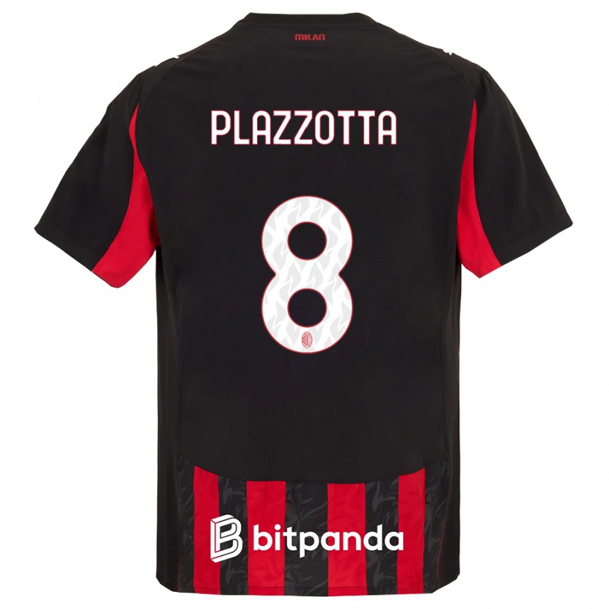 נשים כדורגל Filippo Plazzotta #8 אדום שחור ג'רזי ביתית 2025/26