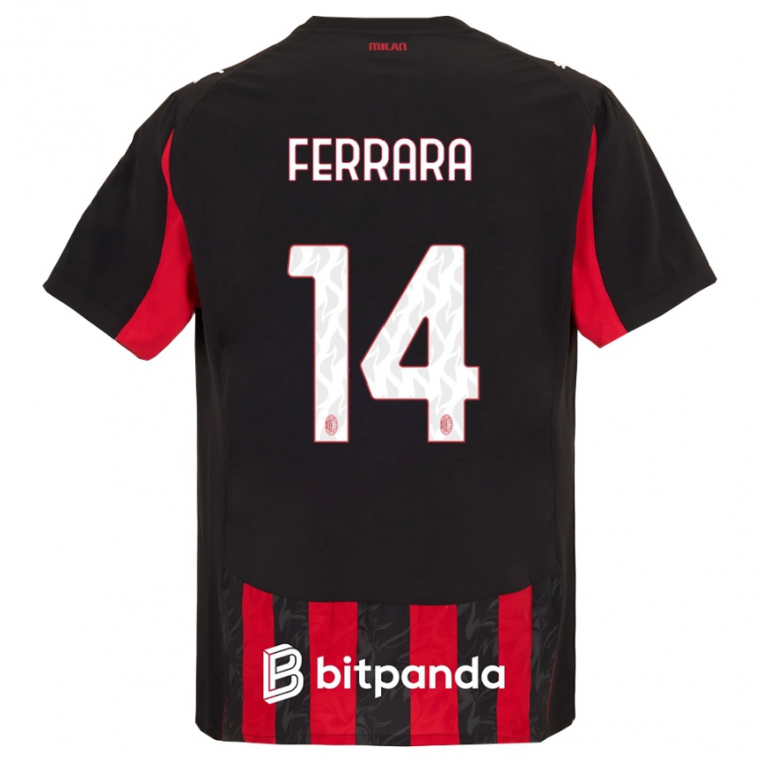 נשים כדורגל Francesco Ferrara #14 אדום שחור ג'רזי ביתית 2025/26