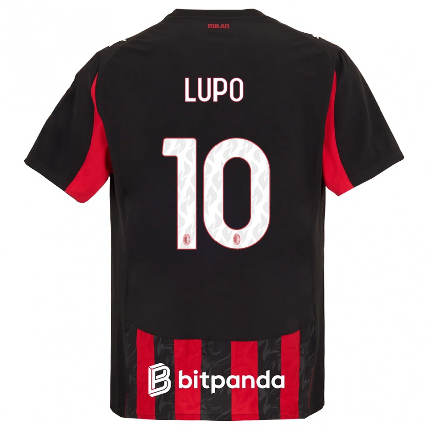 נשים כדורגל Simone Lupo #10 אדום שחור ג'רזי ביתית 2025/26