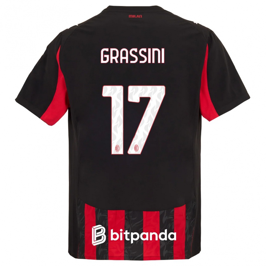 נשים כדורגל Riccardo Grassini #17 אדום שחור ג'רזי ביתית 2025/26