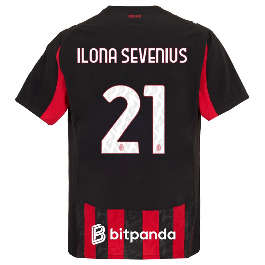נשים כדורגל Oona Ilona Sevenius #21 אדום שחור ג'רזי ביתית 2025/26