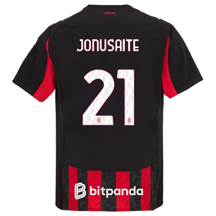 נשים כדורגל Rimantė Jonušaitė #21 אדום שחור ג'רזי ביתית 2025/26