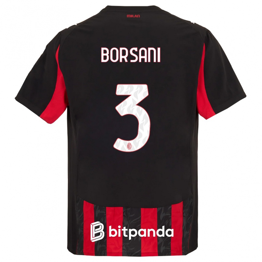 נשים כדורגל Emanuele Borsani #3 אדום שחור ג'רזי ביתית 2025/26