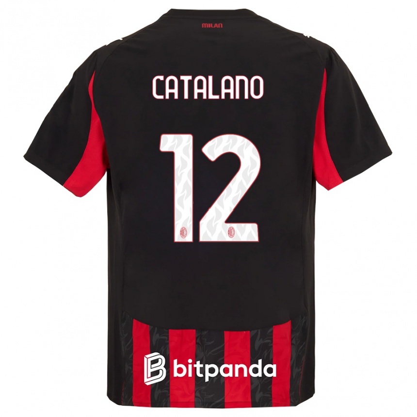 נשים כדורגל Alessio Catalano #12 אדום שחור ג'רזי ביתית 2025/26