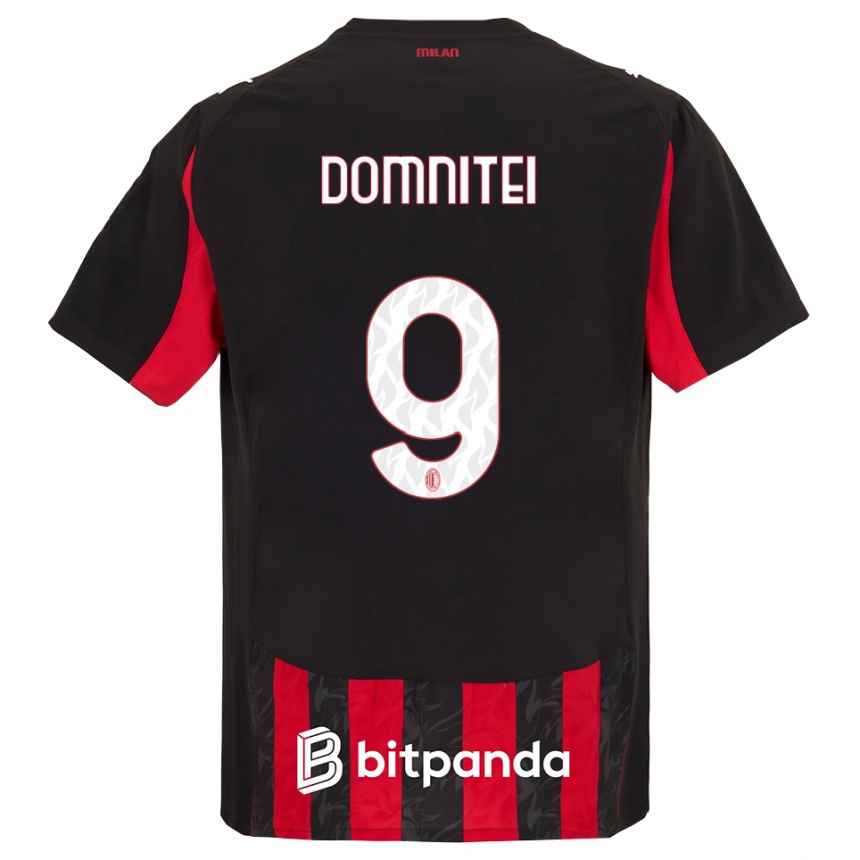 נשים כדורגל Francesco Domniței #9 אדום שחור ג'רזי ביתית 2025/26