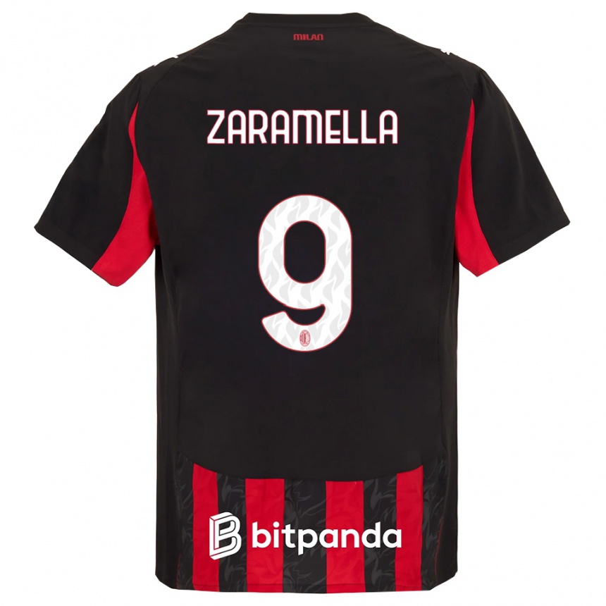 נשים כדורגל Mattia Zaramella #9 אדום שחור ג'רזי ביתית 2025/26