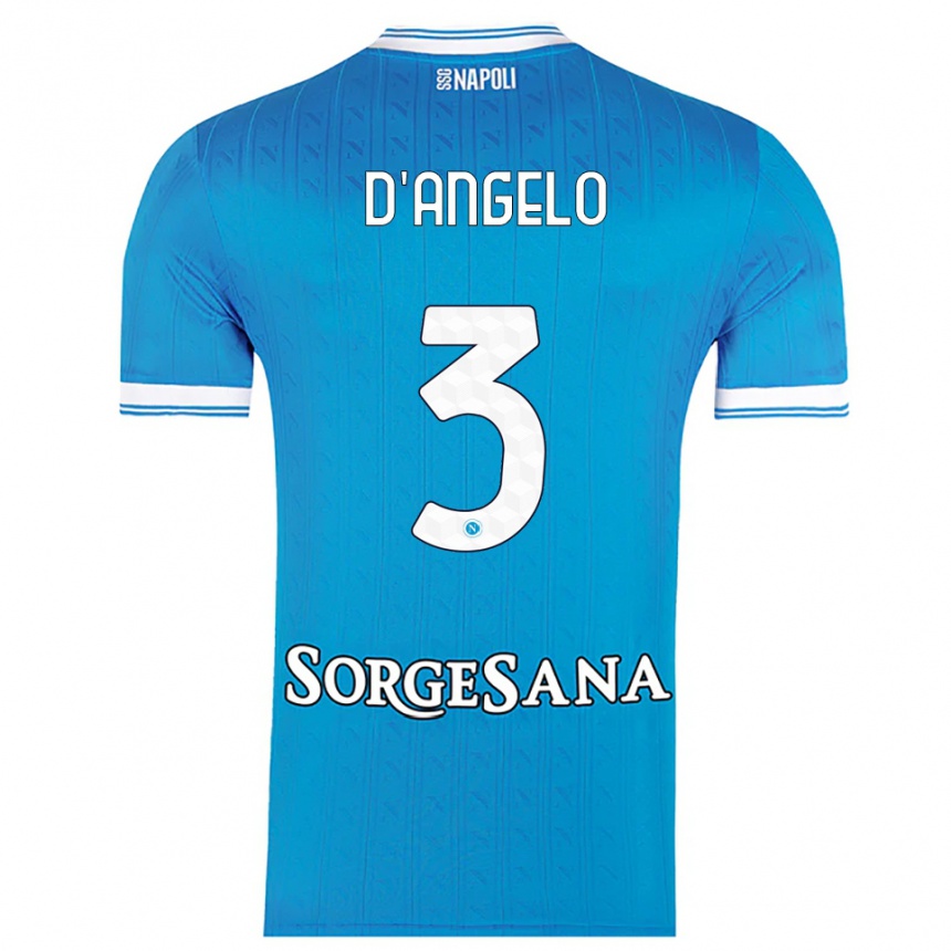 נשים כדורגל Giuseppe D'angelo #3 תכלת לבן ג'רזי ביתית 2025/26