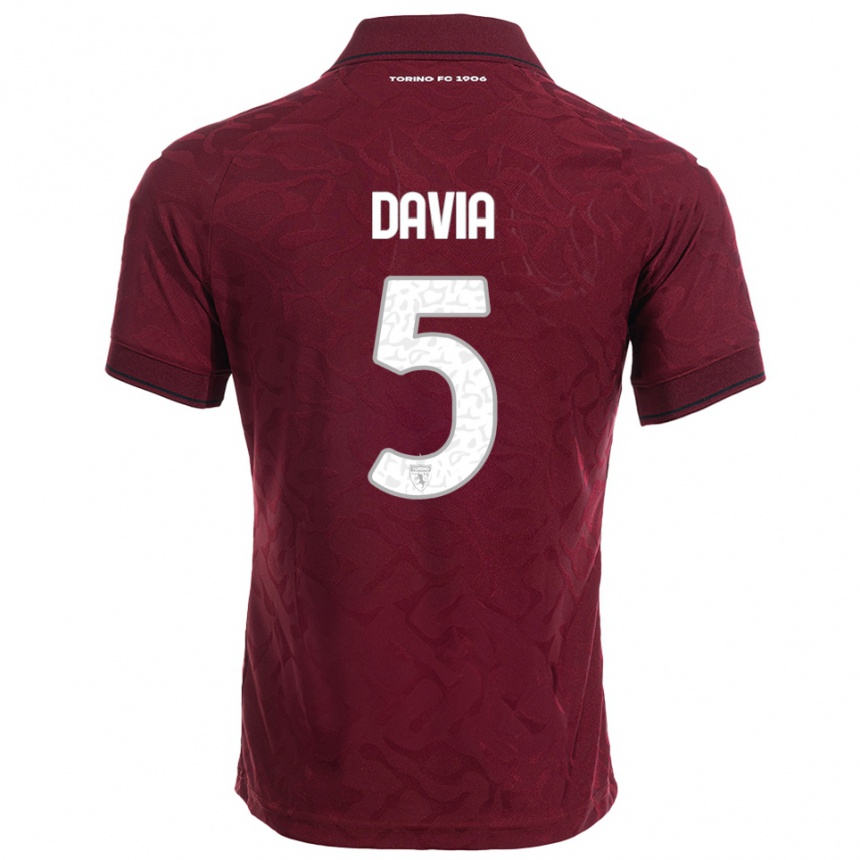נשים כדורגל Emiliano Davia #5 בורגונדי לבן ג'רזי ביתית 2025/26