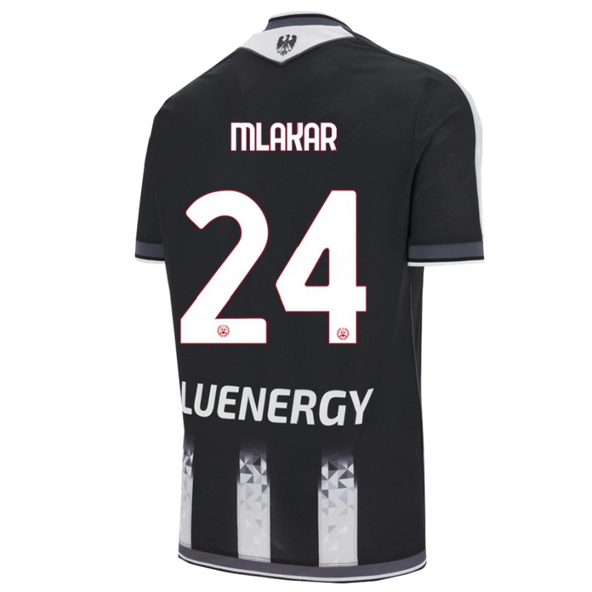 נשים כדורגל Lorenzo Mlakar #24 שחור לבן ג'רזי ביתית 2025/26
