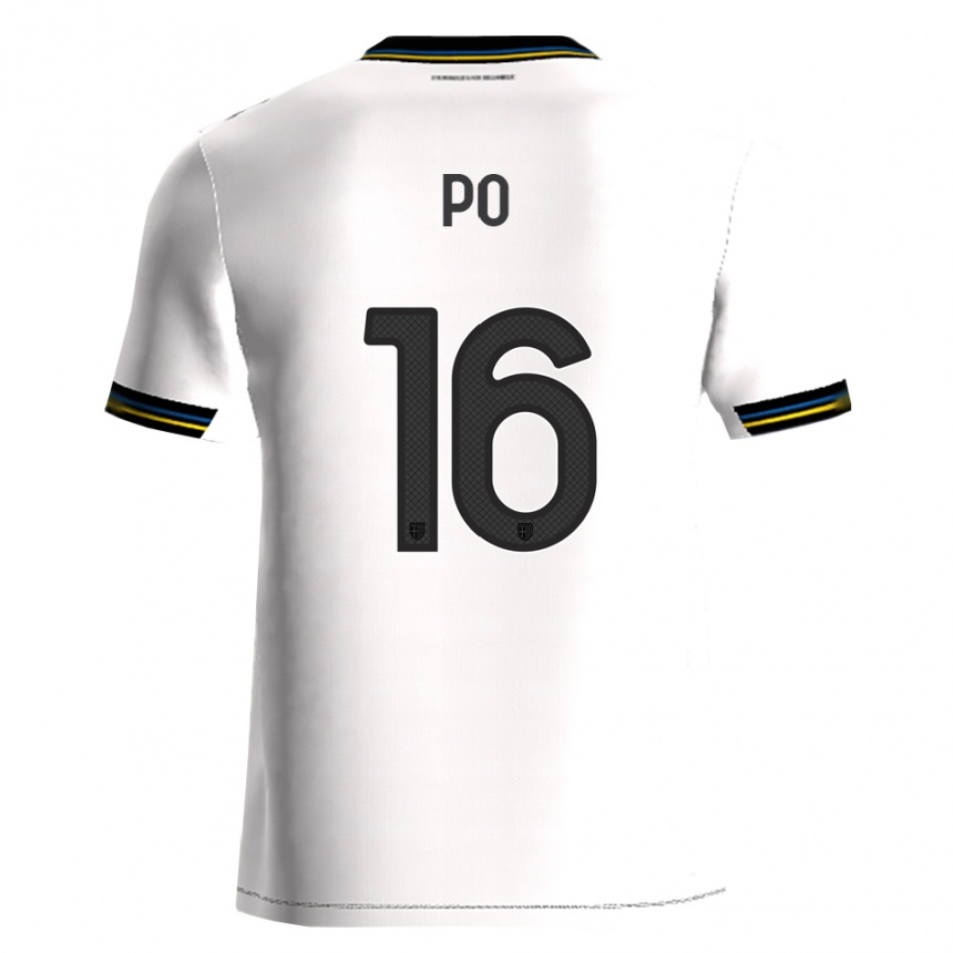 נשים כדורגל Federico Po #16 לבן שחור ג'רזי ביתית 2025/26