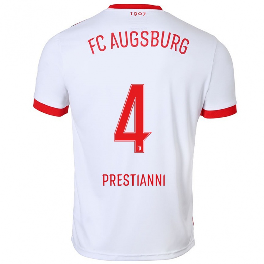 נשים כדורגל Luis Prestianni #4 לבן אדום ג'רזי ביתית 2025/26