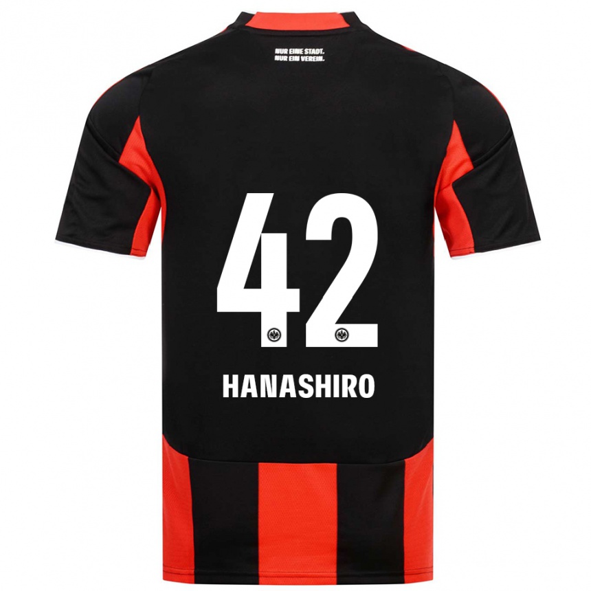 נשים כדורגל רינטו האנאשירו #42 שחור אדום ג'רזי ביתית 2025/26