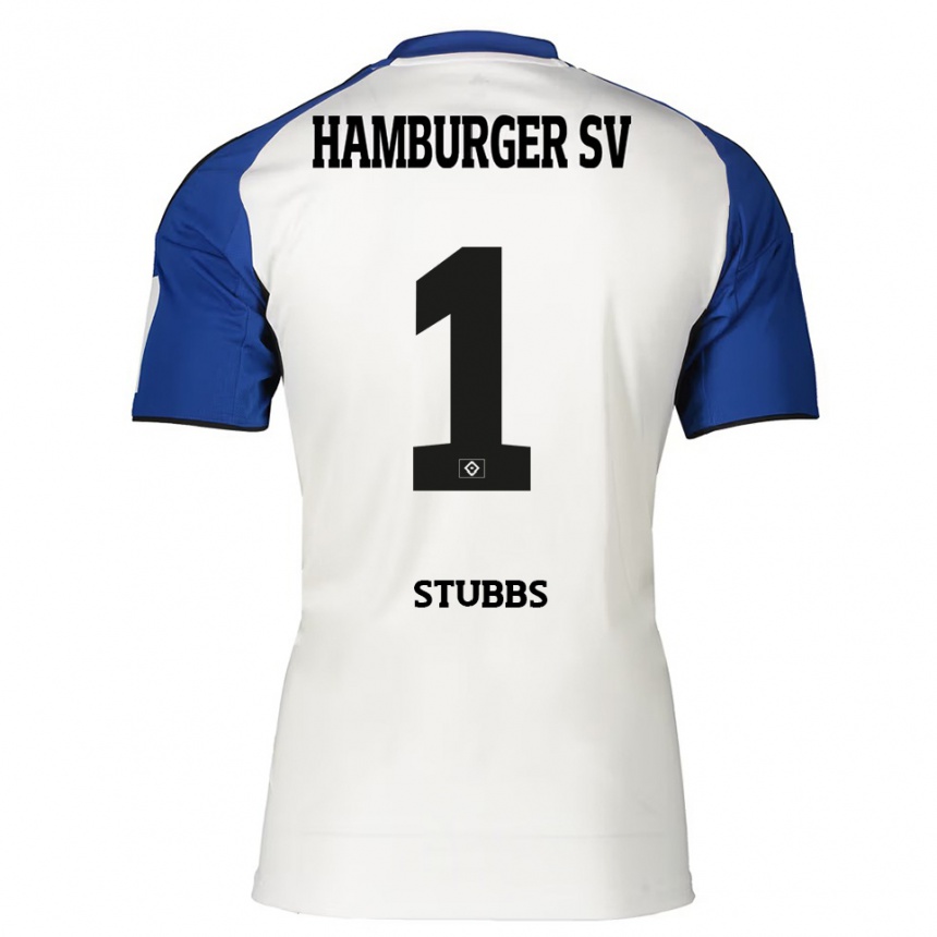 נשים כדורגל James Stubbs #1 לבן כחול ג'רזי ביתית 2025/26
