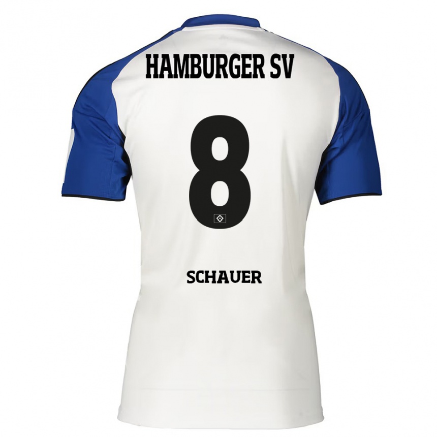 נשים כדורגל Martin Schauer #8 לבן כחול ג'רזי ביתית 2025/26