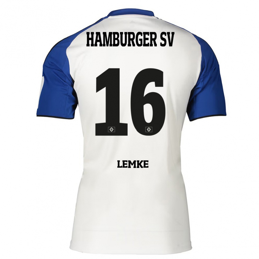 נשים כדורגל Louis Lemke #16 לבן כחול ג'רזי ביתית 2025/26