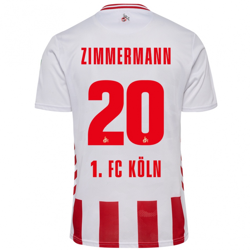 נשים כדורגל Nick Zimmermann #20 לבן אדום ג'רזי ביתית 2025/26