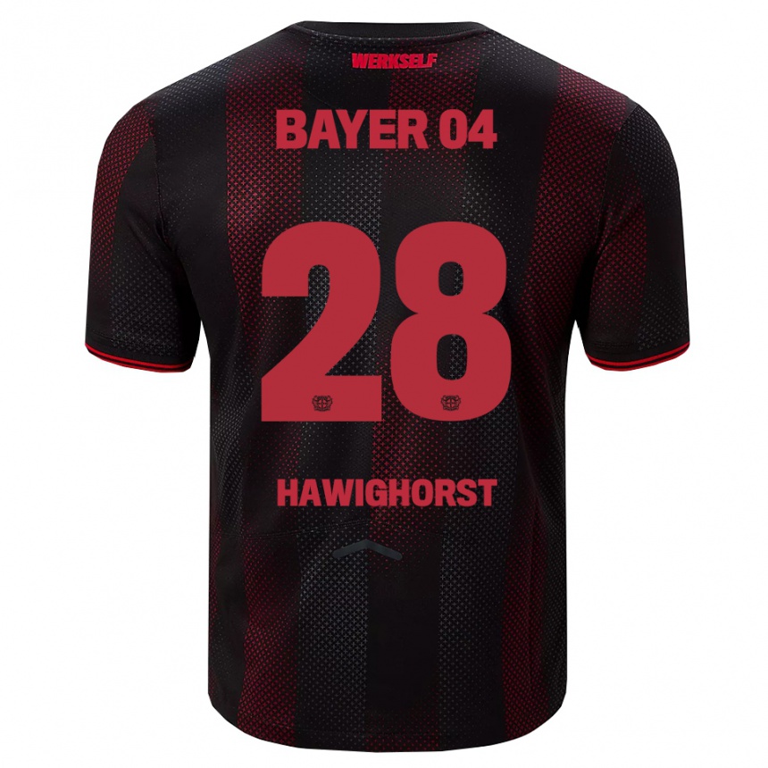 נשים כדורגל Ben Hawighorst #28 שחור אדום ג'רזי ביתית 2025/26