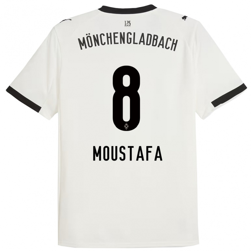 נשים כדורגל מוסטפה אשראף מוסטפה #8 לבן שחור ג'רזי ביתית 2025/26