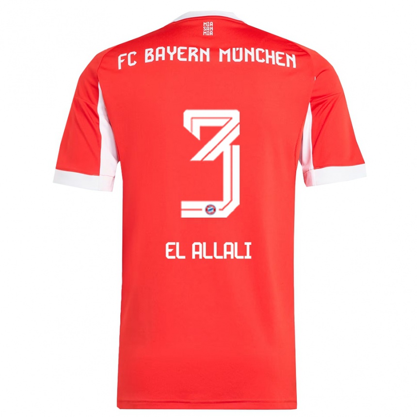 נשים כדורגל Jonas El Allali #3 אדום לבן ג'רזי ביתית 2025/26