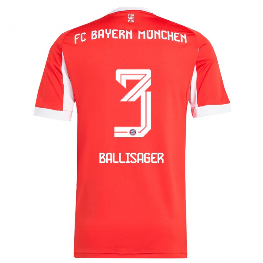 נשים כדורגל Stine Ballisager #3 אדום לבן ג'רזי ביתית 2025/26