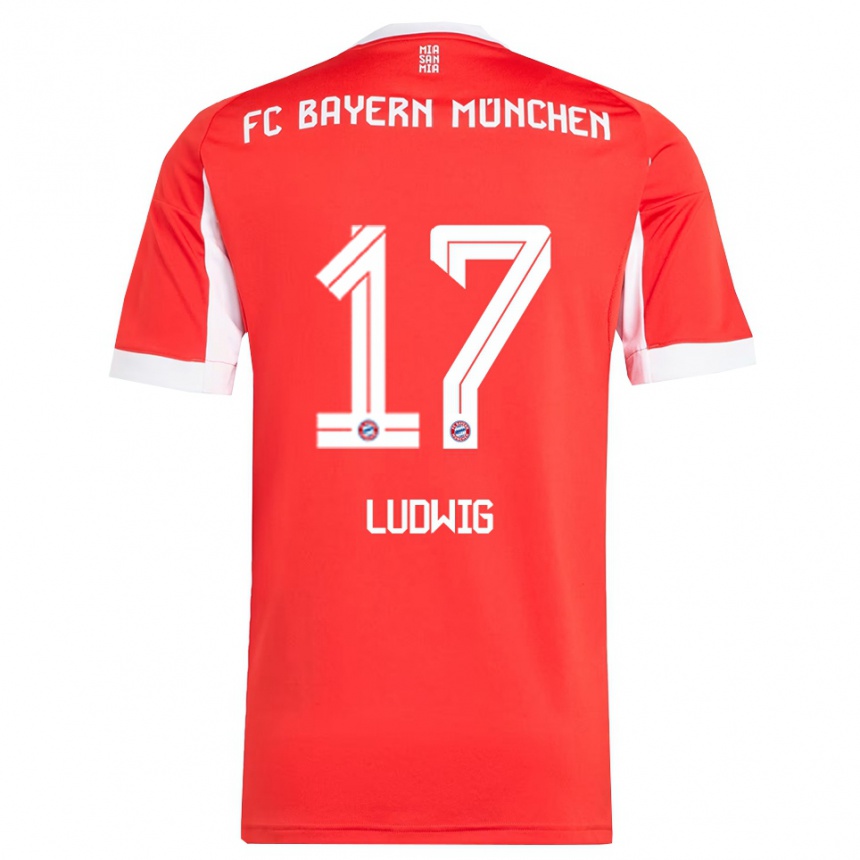 נשים כדורגל Linus Ludwig #17 אדום לבן ג'רזי ביתית 2025/26