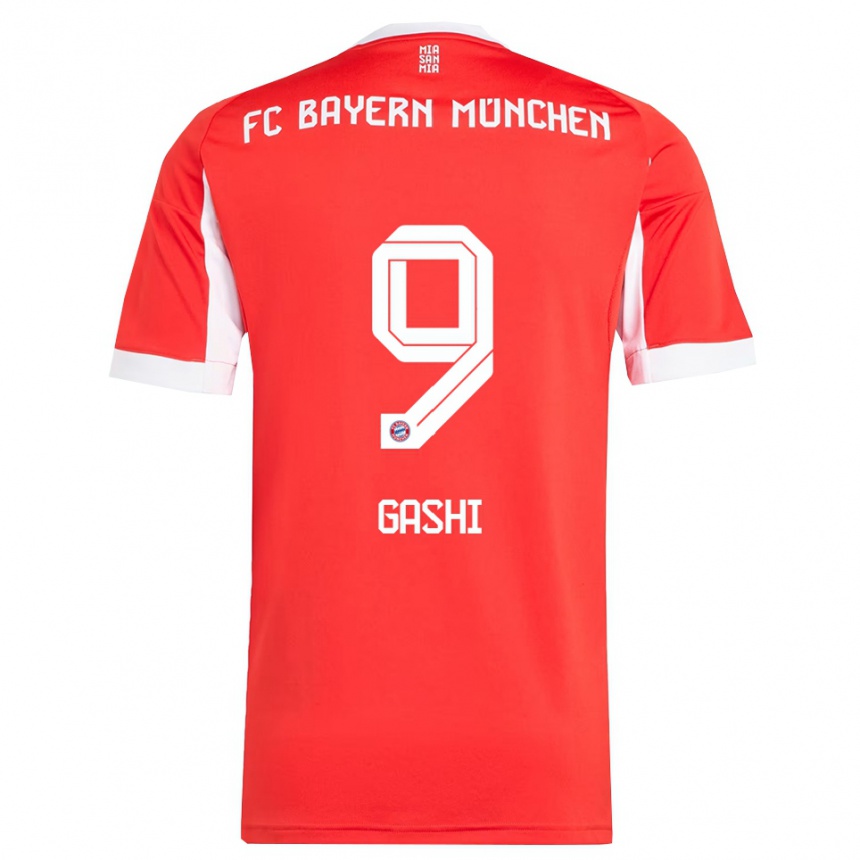 נשים כדורגל Yll Gashi #9 אדום לבן ג'רזי ביתית 2025/26