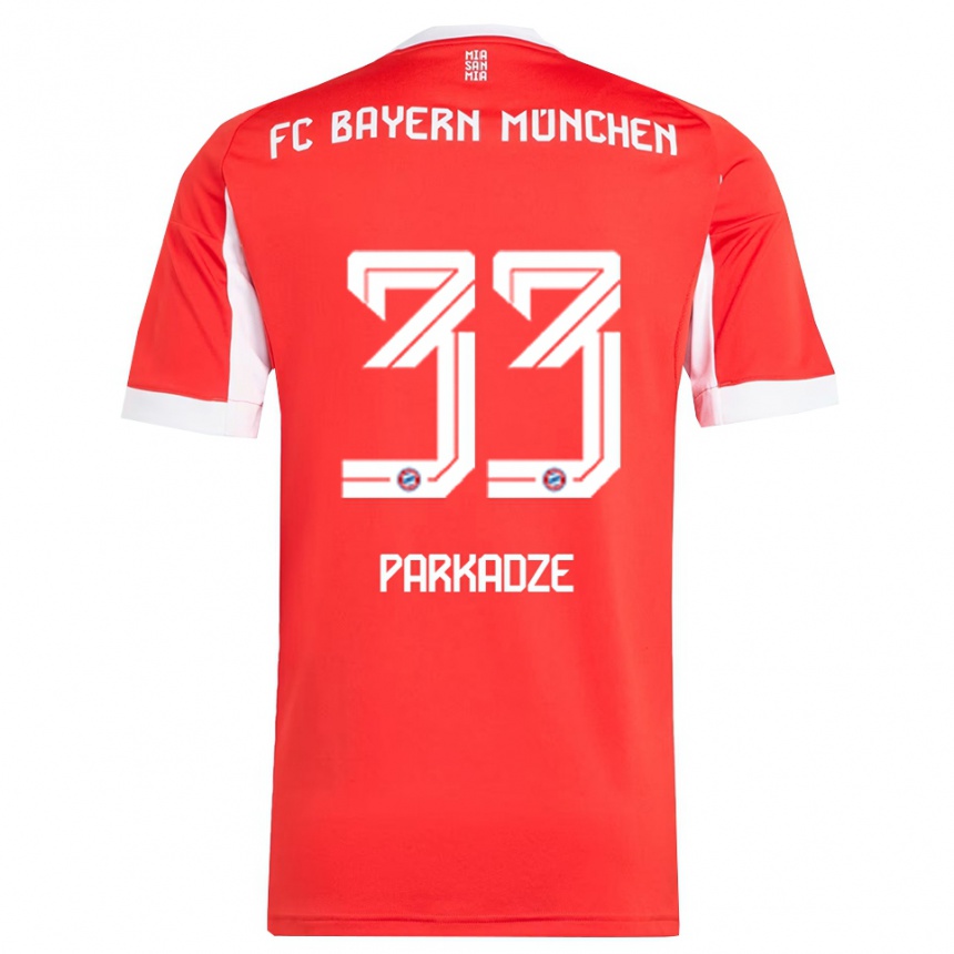 נשים כדורגל Luka Parkadze #33 אדום לבן ג'רזי ביתית 2025/26