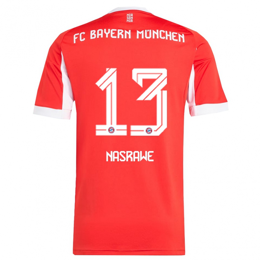 נשים כדורגל Jussef Nasrawe #13 אדום לבן ג'רזי ביתית 2025/26