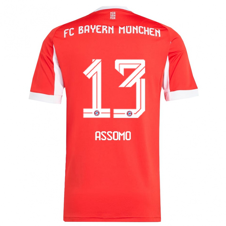 נשים כדורגל Bastian Assomo #13 אדום לבן ג'רזי ביתית 2025/26