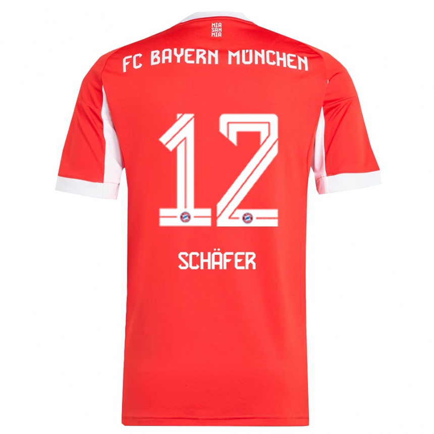 נשים כדורגל Luis Schäfer #12 אדום לבן ג'רזי ביתית 2025/26