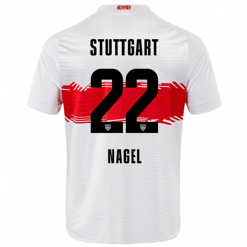 נשים כדורגל Lucas Nagel #22 לבן אדום ג'רזי ביתית 2025/26
