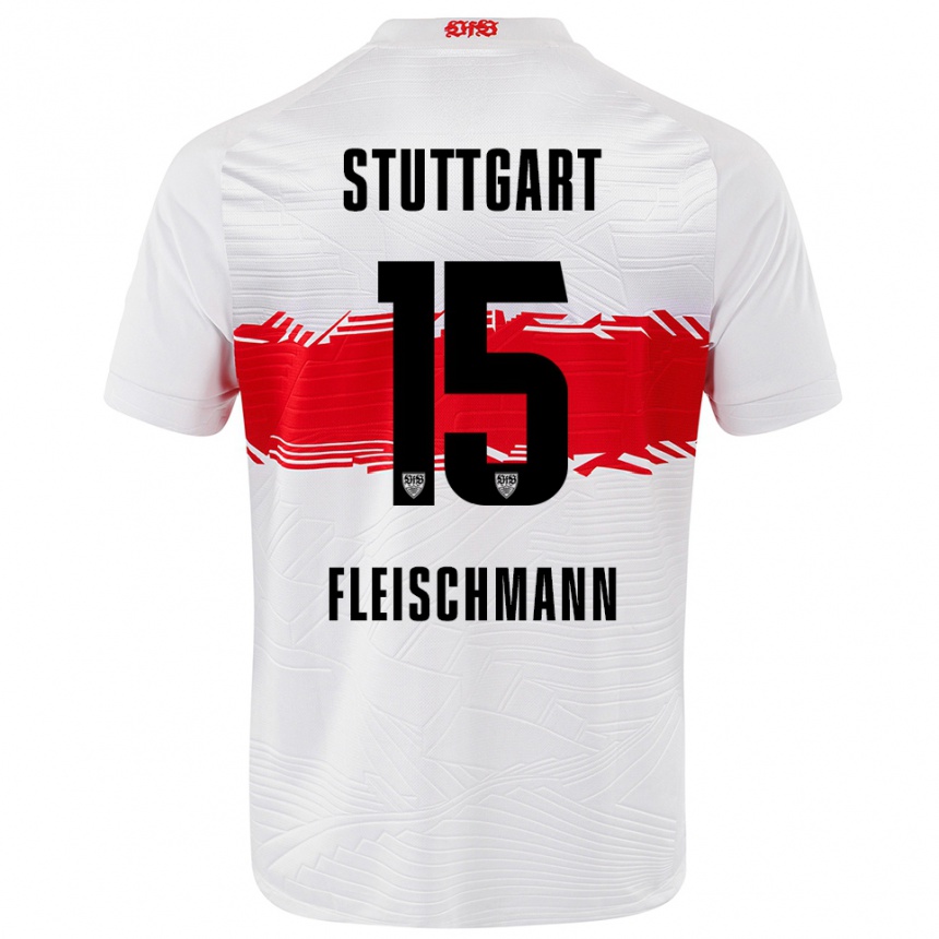 נשים כדורגל Svea Fleischmann #15 לבן אדום ג'רזי ביתית 2025/26