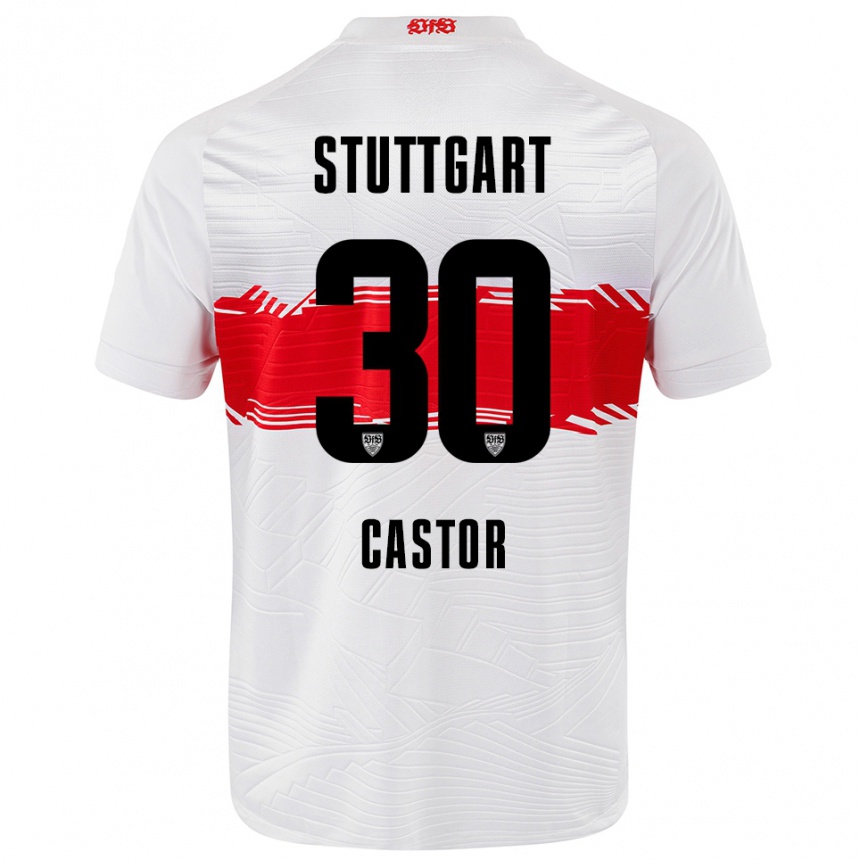 נשים כדורגל Joy Castor #30 לבן אדום ג'רזי ביתית 2025/26