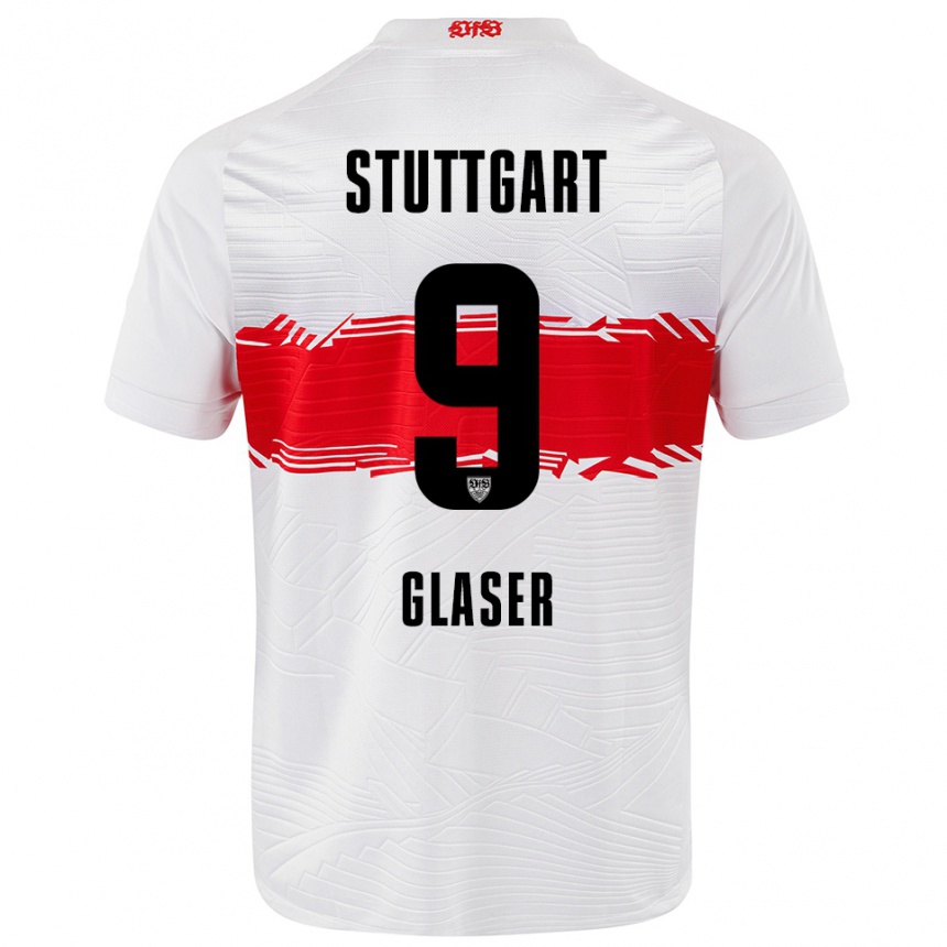 נשים כדורגל Julia Glaser #9 לבן אדום ג'רזי ביתית 2025/26