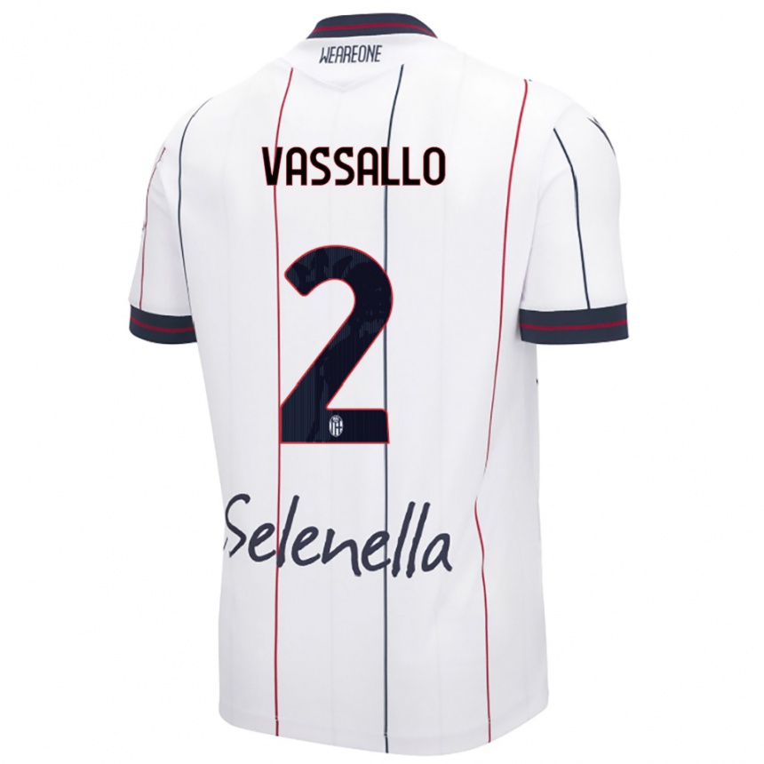 נשים כדורגל Giacomo Vassallo #2 לבן כחול מלכותי הרחק ג'רזי 2025/26