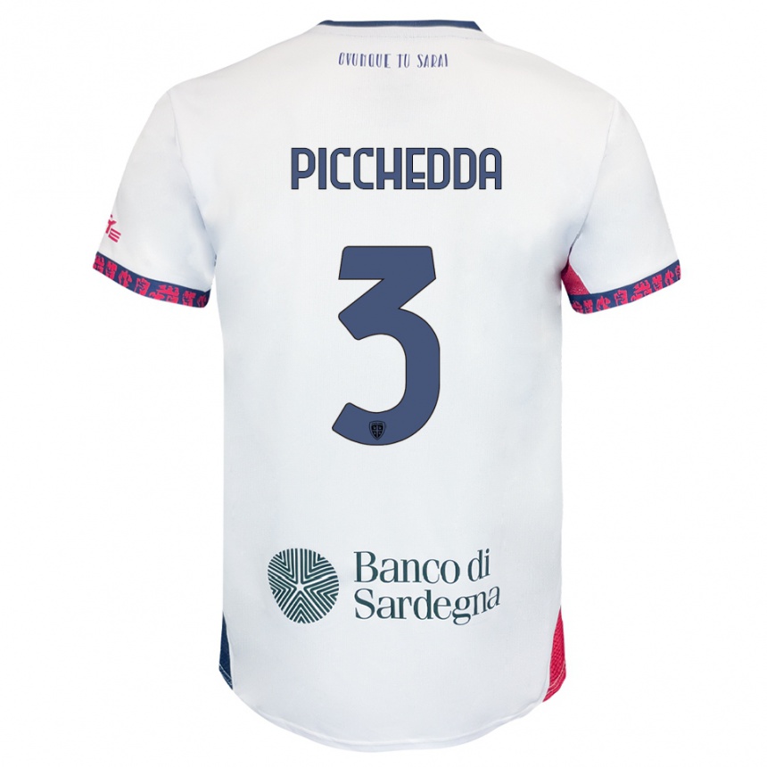 נשים כדורגל Marco Picchedda #3 לבן נייבי אדום הרחק ג'רזי 2025/26
