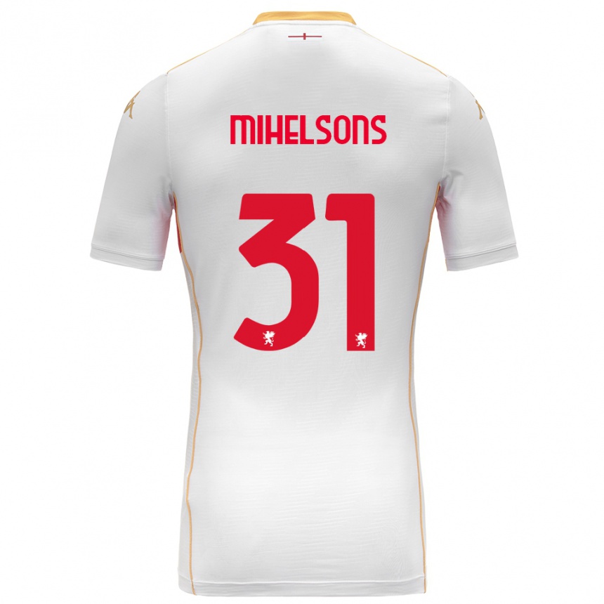 נשים כדורגל Rendijs Mihelsons #31 לבן אדום הרחק ג'רזי 2025/26