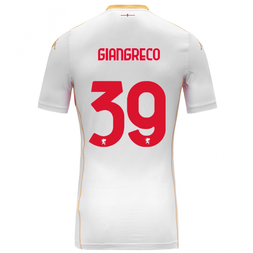 נשים כדורגל Nicolò Giangreco #39 לבן אדום הרחק ג'רזי 2025/26