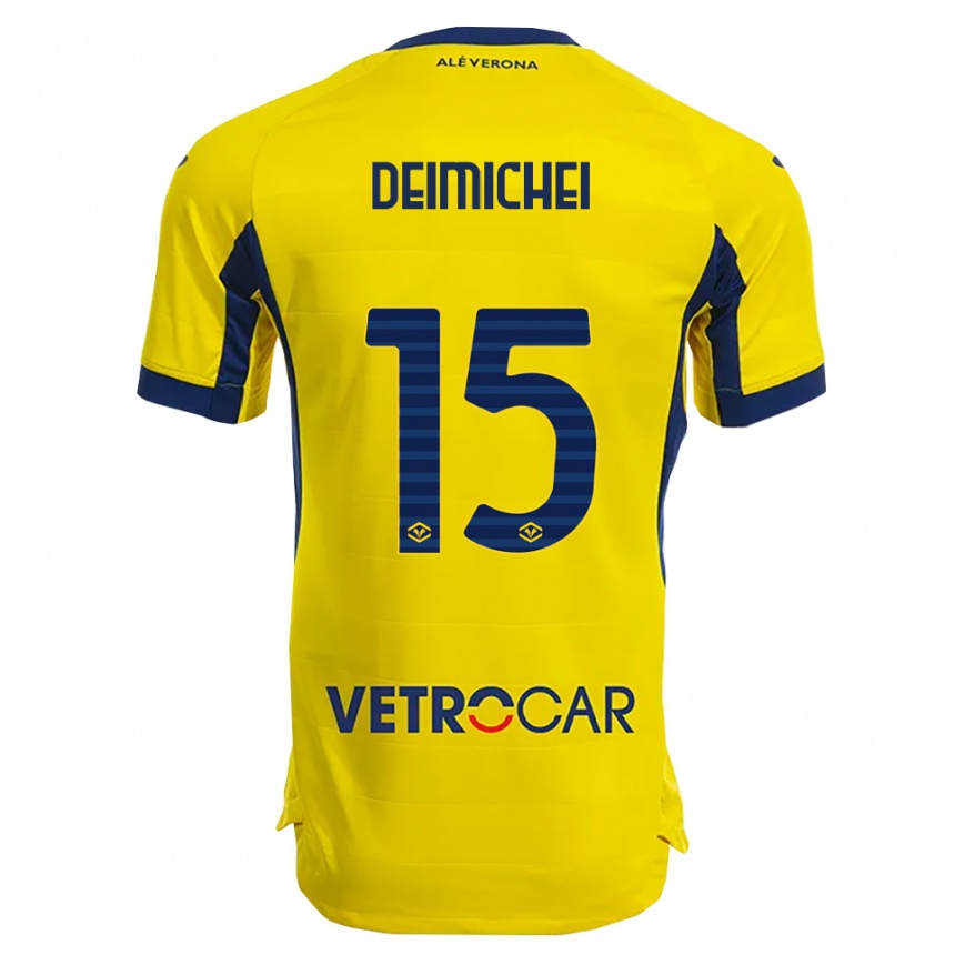 נשים כדורגל Raffaele Deimichei #15 צהוב נייבי הרחק ג'רזי 2025/26
