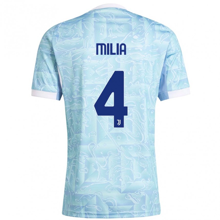נשים כדורגל Nicolò Milia #4 תכלת צהוב הרחק ג'רזי 2025/26