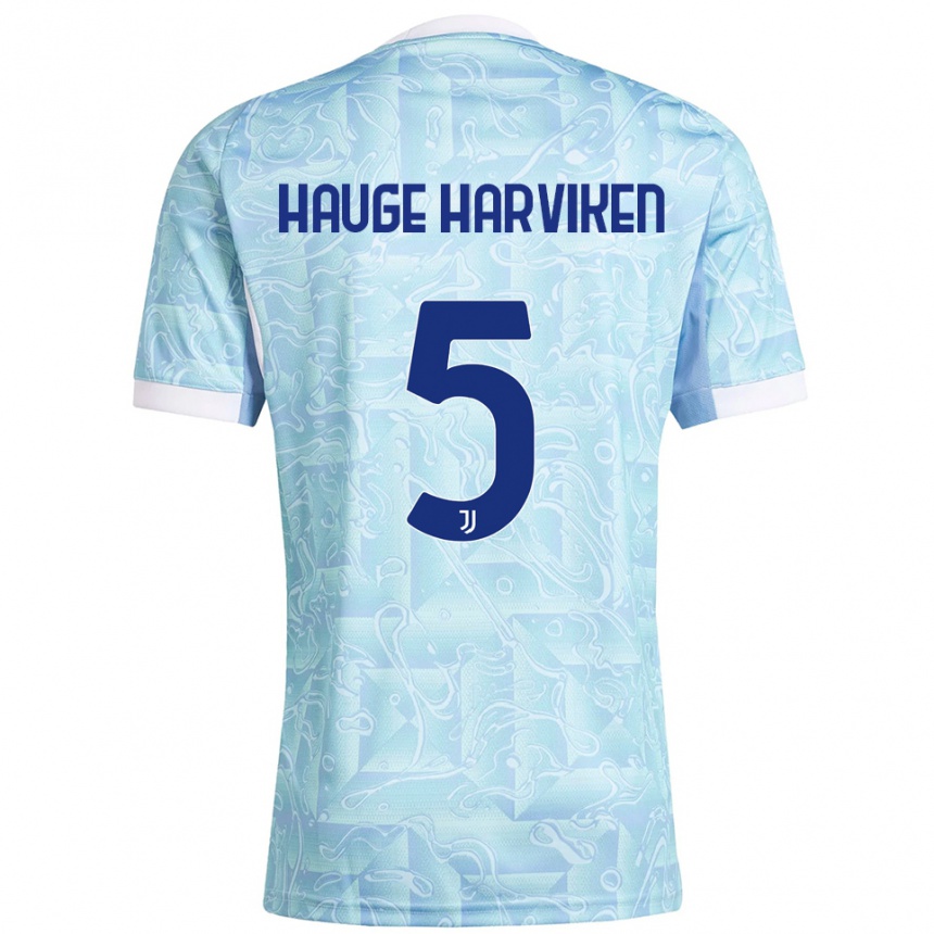 נשים כדורגל Mathilde Hauge Harviken #5 תכלת צהוב הרחק ג'רזי 2025/26