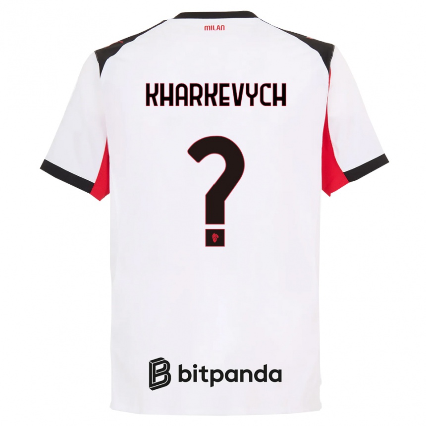 נשים כדורגל Yaroslav Kharkevych #0 לבן שחור הרחק ג'רזי 2025/26