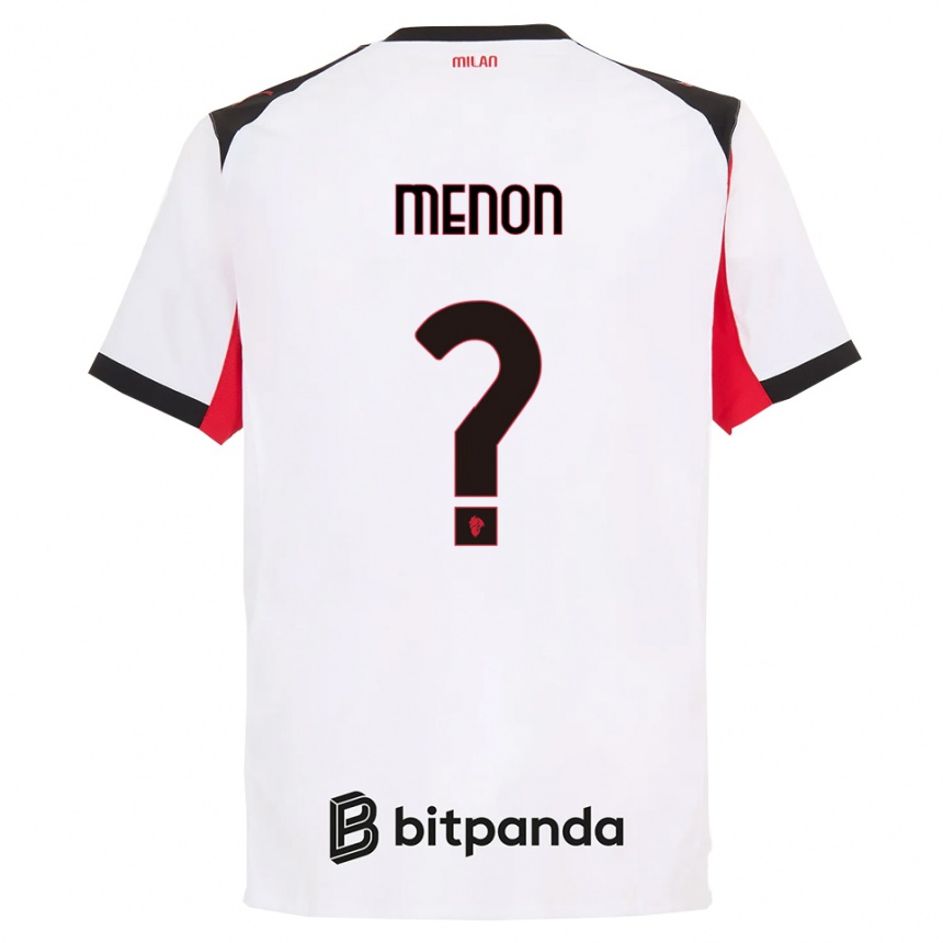 נשים כדורגל Luca Menon #0 לבן שחור הרחק ג'רזי 2025/26