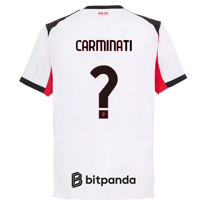 נשים כדורגל Diego Carminati #0 לבן שחור הרחק ג'רזי 2025/26